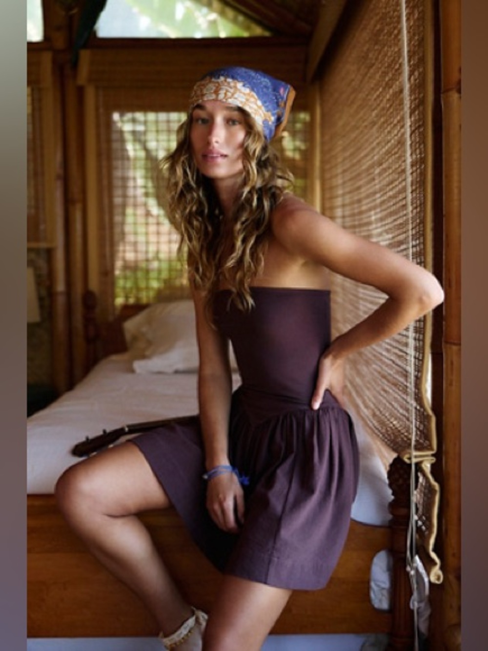 Free People Onda Drop Waist Tube Mini Dress in Brown Size XS - Picture 2 of 9
